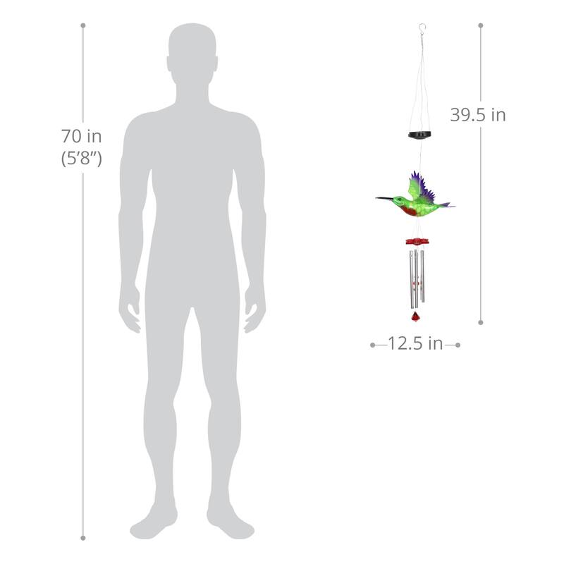 Exhart Solar WindyWings Bird Wind Chime, 10 by 9 Inches