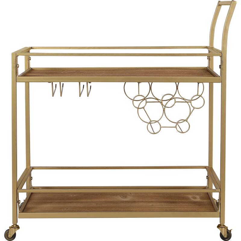 FirsTime & Co. Francesca Bar Cart, Metal Frame, Wood/Glass Top