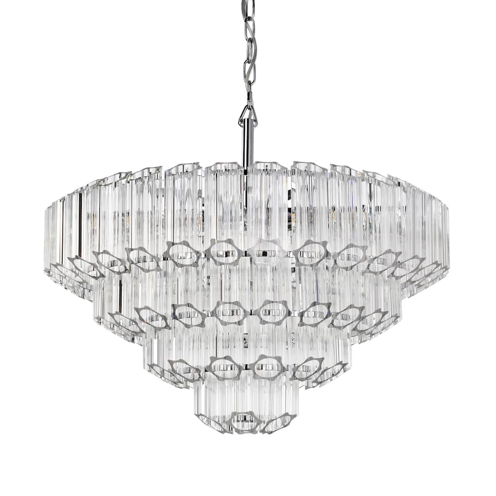 Symphony 9-Light Chrome Tiered Crystal Chandelier - Dimmable E12 Ceiling Fixture with Adjustable Chain