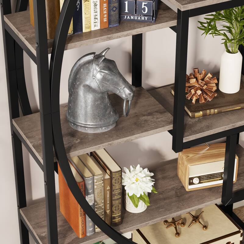 70.8" Tall Modern Geometric Bookshelf with 6-tier storage Shelf - 70.8"H