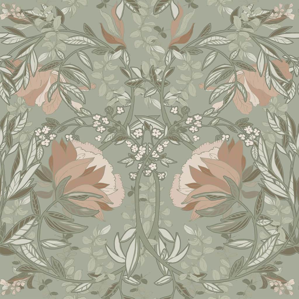 Ester Sage Nouveau Blooms Wallpaper