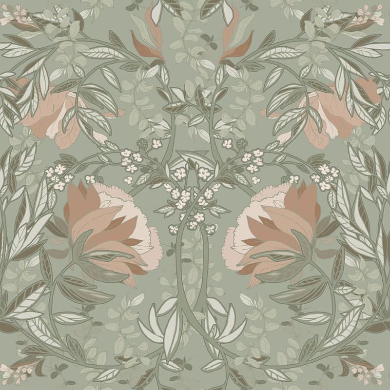 Ester Sage Nouveau Blooms Wallpaper
