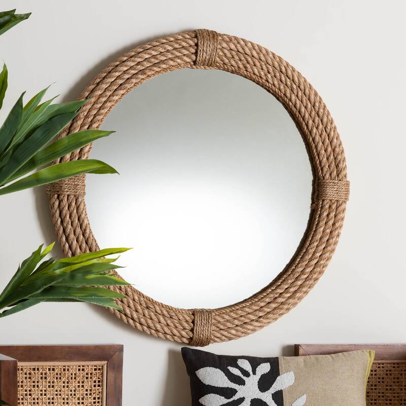 Manila Bohemian Woven Rope Accent Wall Mirror - Natural