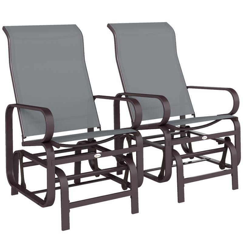 Outsunny Outdoor Glider Chair Set of 2, Gliders for Outside Patio with Smooth Rocking Mechanism