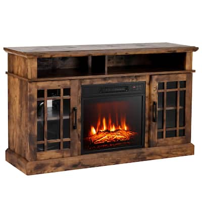 Gymax 48'' TV Stand Console Cabinet w/ Fireplace Entertainment Center