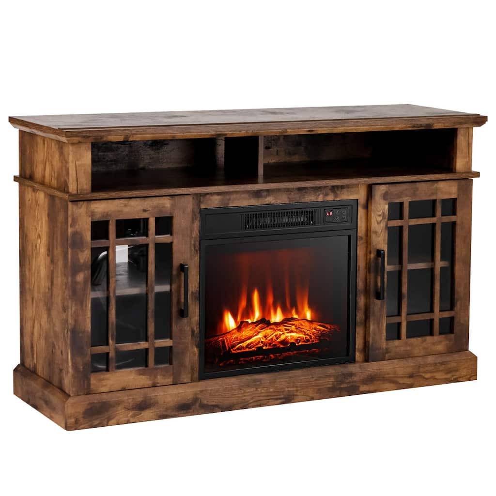 Gymax 48'' TV Stand Console Cabinet w/ Fireplace Entertainment Center