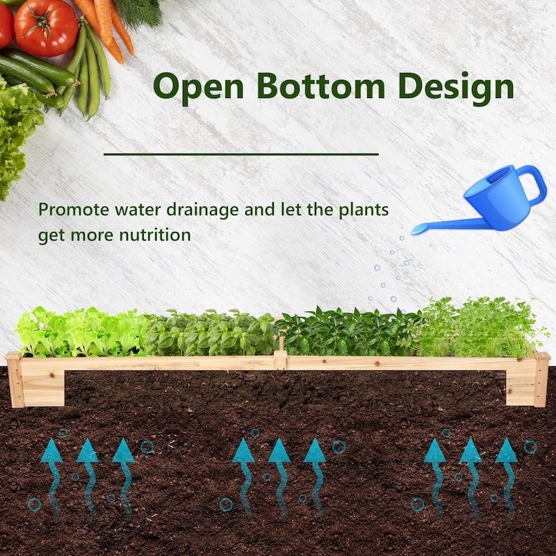 Costway Wooden Raised Garden Bed Outdoor Wood Planter Box for - 95'' x 24'' x 10'' (L x W x H)