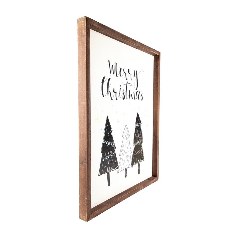 19.5" Merry Christmas with Holiday Trees Wall Sign