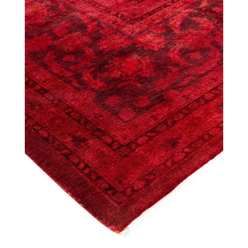 Overdyed, One-of-a-Kind Hand-Knotted Area Rug - Red - 12' 2" x 15' 9"