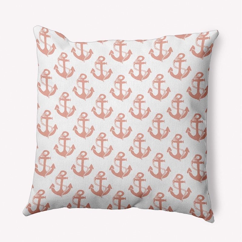 Anchor Pattern Indoor/Outdoor Throw Pillow - Soft Coral - 16" x 16"