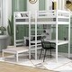 preview thumbnail 1 of 12, Convertible Loft Bed with L-Shape Desk, Twin Bunk Bed with Shelves, Ladder, and Foldable Lower Bed, Space-Saving Design, White White