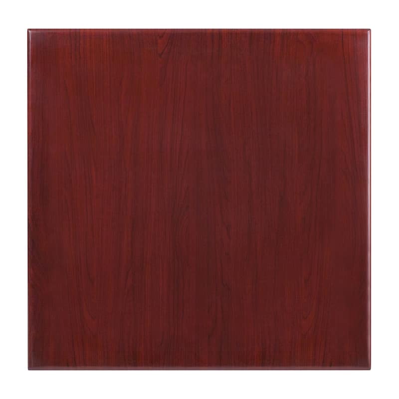 30'' Square High-Gloss Resin Table Top with 2'' Thick Drop-Lip - 30"W x 30"D x 2"H - 30"W x 30"D x 2"H - Mahogany Finish - Mahogany