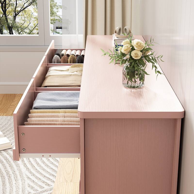 Modern 9-Drawer Dresser Closet Organizer, 63-In Chest of Drawers TV Stand