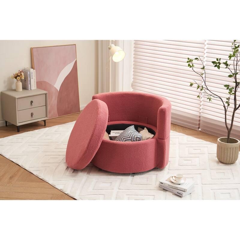 31.5" Swivel Barrel Chair with Storage