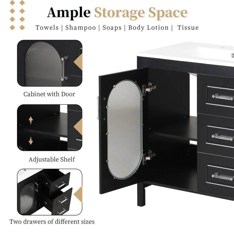 30" Bathroom Vanity with Sink, Bathroom Vanity Cabinet with 2 Drawers and Door, Adjustable Shelf