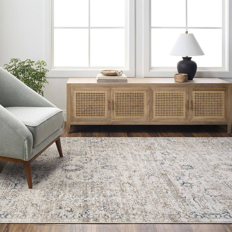 Burley Traditional Medallion Area Rug - 7' 10" x 10' - Taupe/Cream/Gray/Teal/Dusty Sage