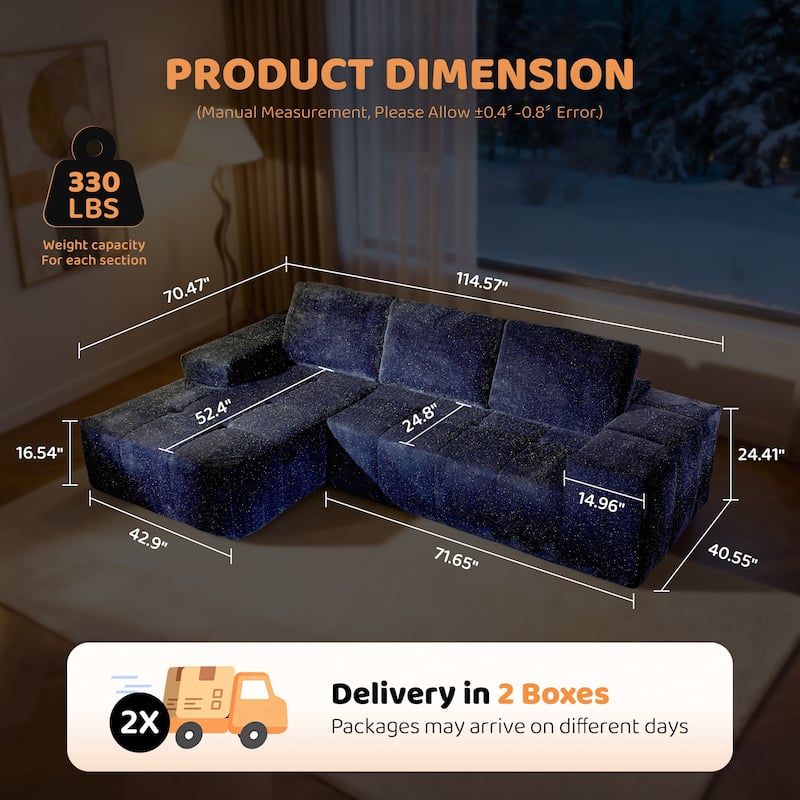 XIZZI Modular Sectional Sofa with L-Shape Chaise