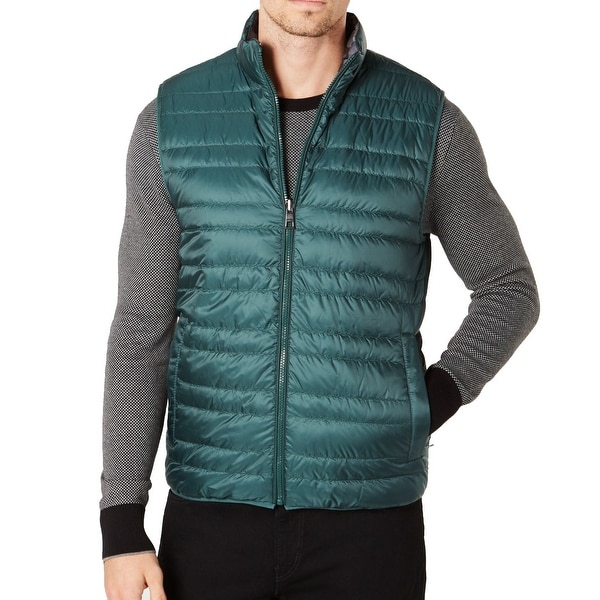 Shop Michael Kors Mens Jacket Green Size XL Puffer Reversible Packable Vest - On Sale - Free ...