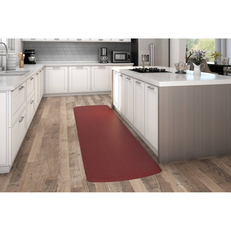 Designer Comfort Grasscloth Anti-fatigue Kitchen Mat - 2'6" x 9' - Crimson