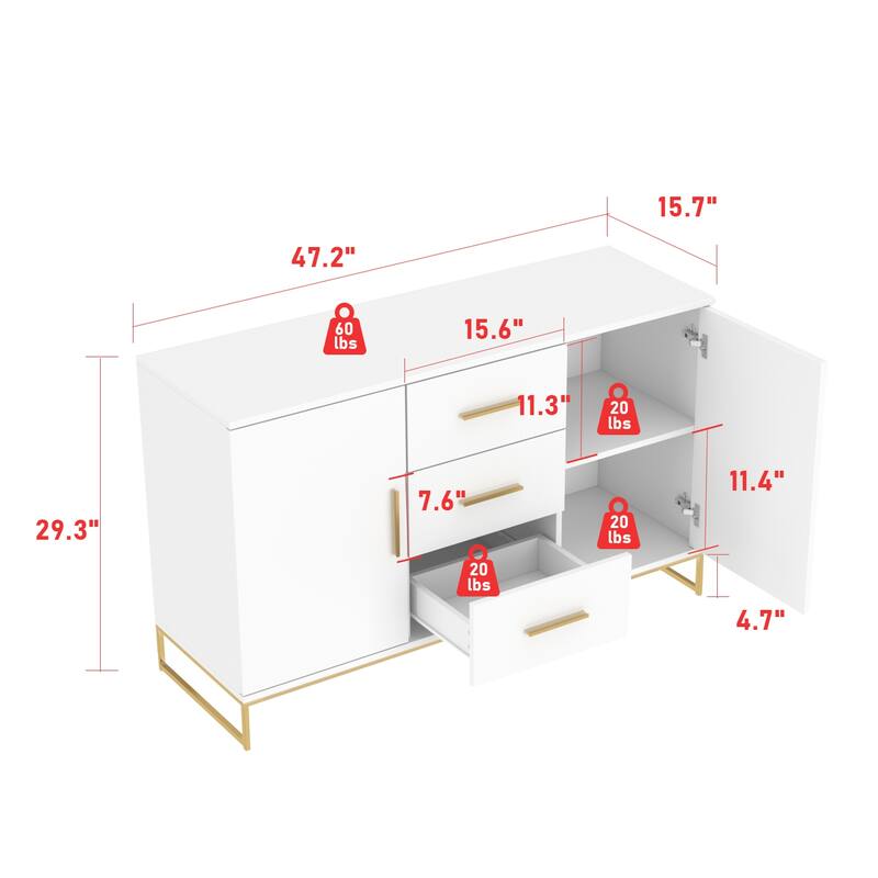 47" Sideboards and Buffets with Storage Storage Cabinet Credenza