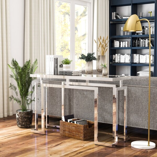 Furniture of America Pelmont Contemporary Glass Top Sofa Table. Opens flyout.