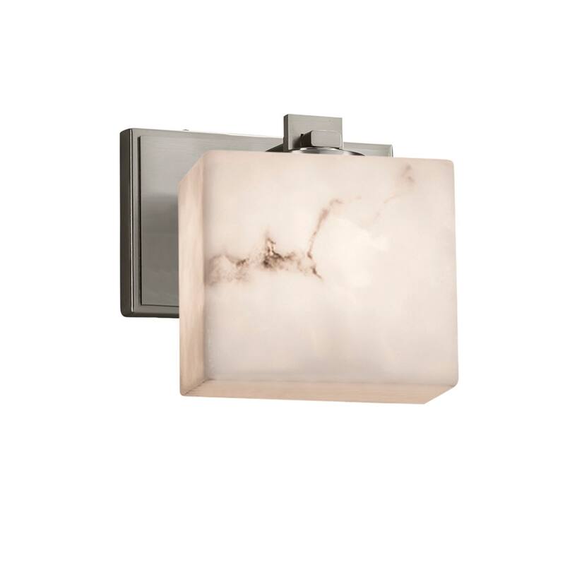 Justice Design LumenAria Era ADA 1-light Brushed Nickel Wall Sconce, Faux Alabaster Rectangle Shade