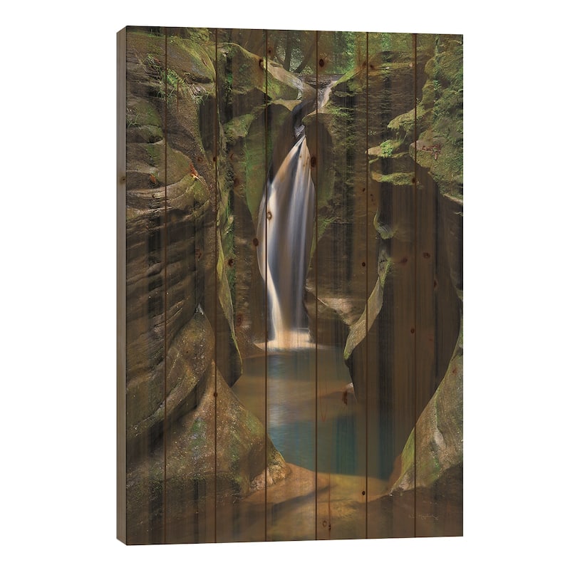 Corkscrew Falls Ohio Print On Wood by Alan Majchrowicz - Multi-Color - 26x18x1.5