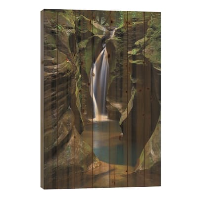 Corkscrew Falls Ohio Print On Wood by Alan Majchrowicz - Multi-Color