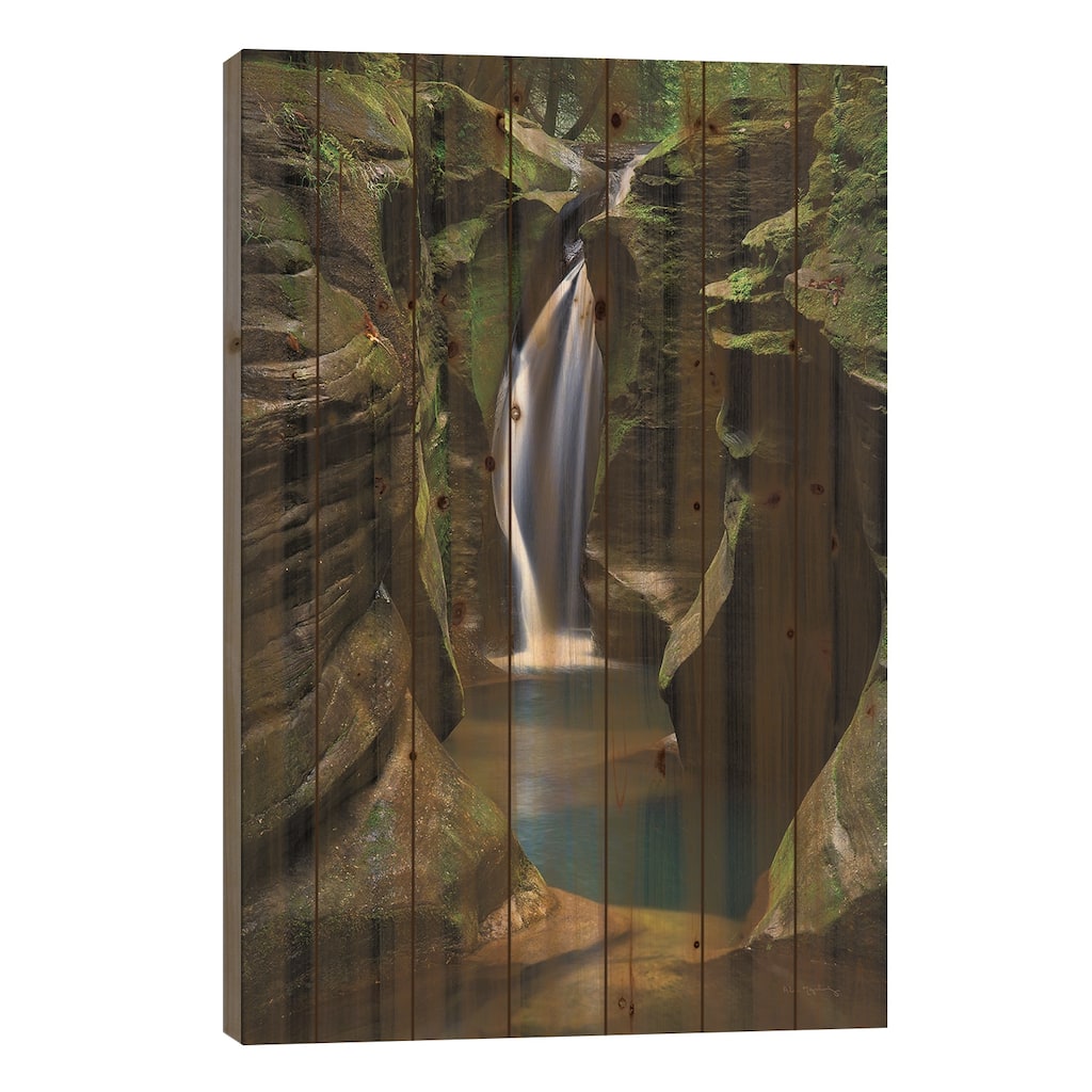 Corkscrew Falls Ohio Print On Wood by Alan Majchrowicz - Multi-Color