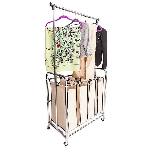 Electroplate Laundry Sorter Hamper With Hanging Bar On Sale Overstock 32276402
