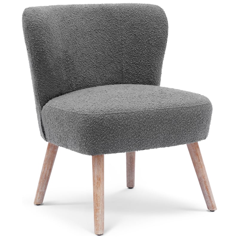 Boucle Polyester Upholstered Armless Accent Chair - Stain Resistant (Set of 2)