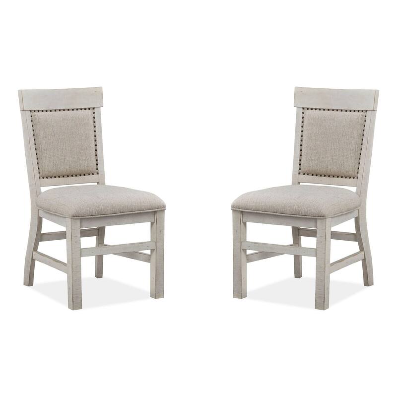 Magnussen Home Bronwyn Alabaster And Toasted Nutmeg Upholstered Side Chair Two Pack - 20''W x 23.38''D x 38.5''H - 20''W x 23.38''D x 38.5''H - Set of 2 - Alabaster - Dining Height