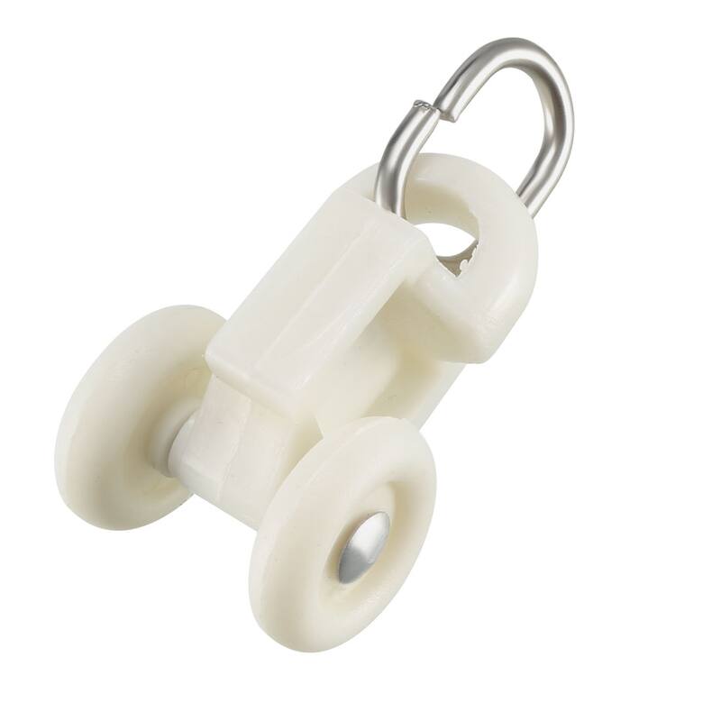 Curtain Track Rollers Plastic Twin Wheeled Carriers 13.5mm Dia 50 Pcs - White