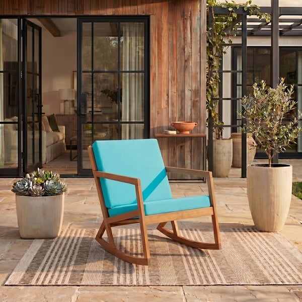 slide 2 of 91, SAFAVIEH Outdoor Patio Furniture Vernon Rocking Chair w/ Cushion - 25.6" W x 37.7" D x 30.7" H