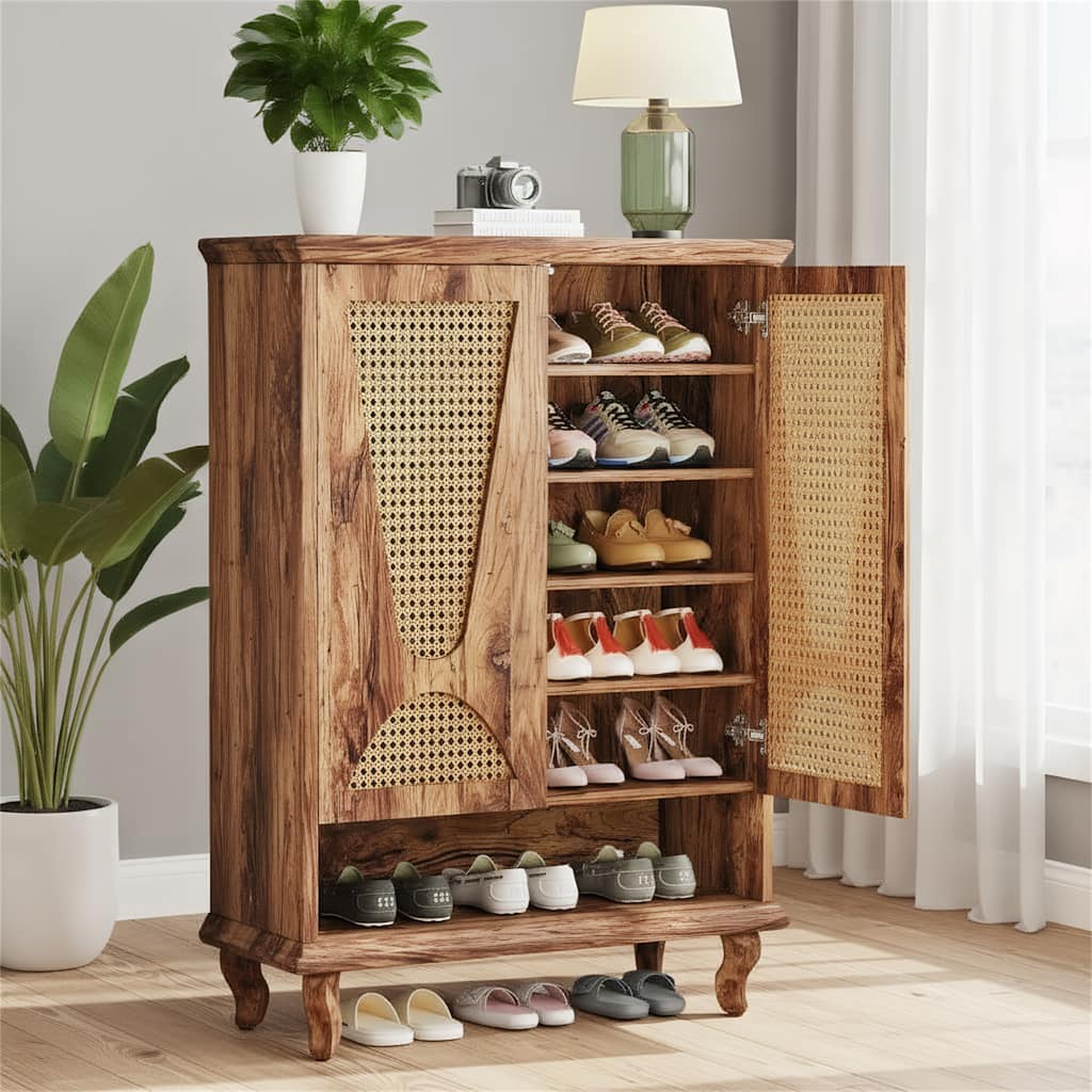 Ventilated Rattan Shoe Cabinet