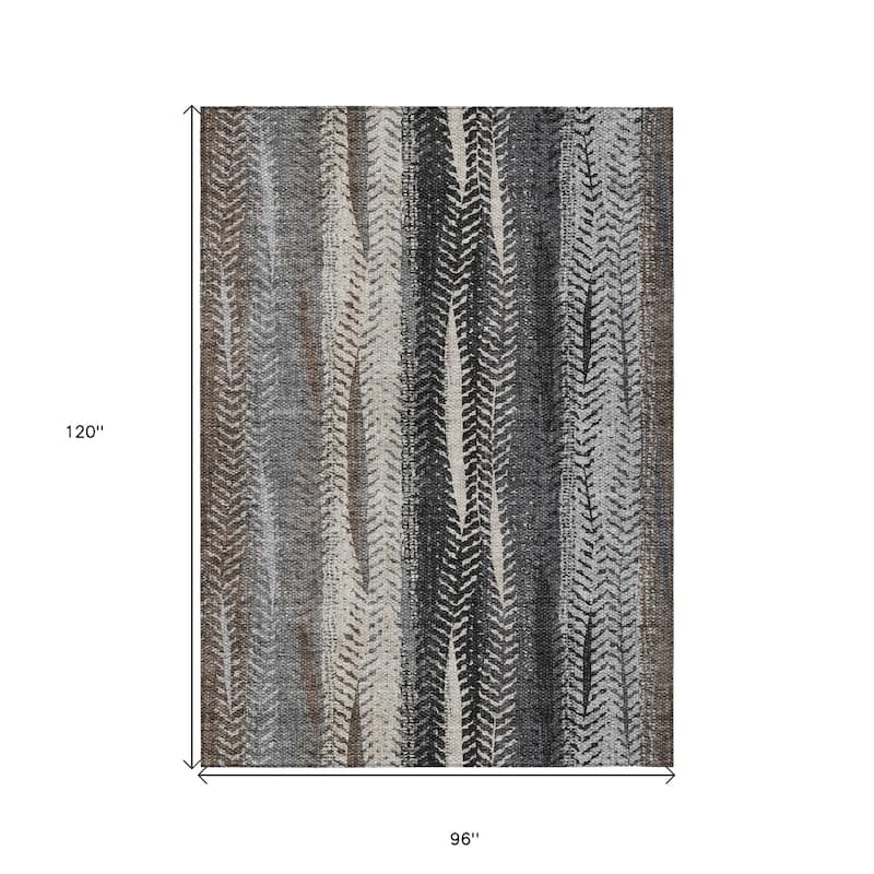 HomeRoots Botanical Leaves Transitional Rectangle Outdoor Rug