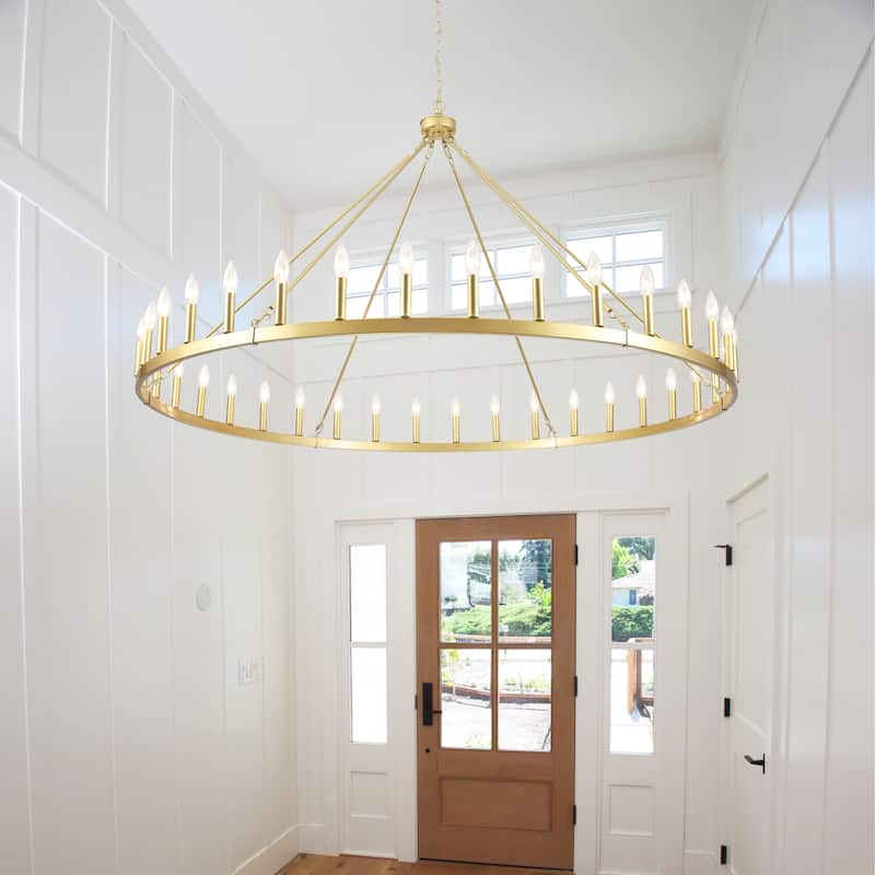 36-Light 47 in. Large Modern Farmhouse Candle Wagon Wheel Chandelier for Living Room