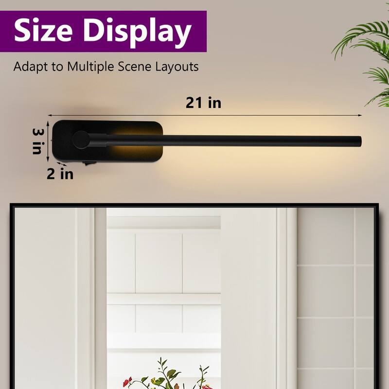 21'' Battery Operated Wall Sconces With Remote Rechargeable Black Dimmable Light Sconces (Set Of 2)