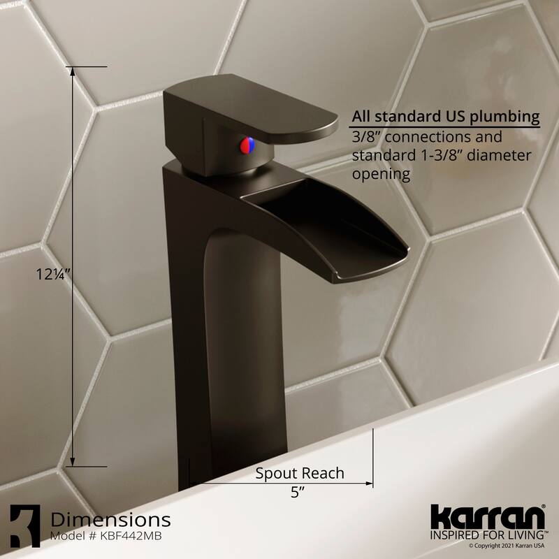 Karran Kassel Single Hole Single Handle Vessel Bathroom Faucet with Matching Pop-up Drain