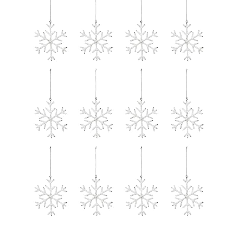 Beaded Snowflake Christmas Hanging Décor Ornaments, Set of 12, 6"