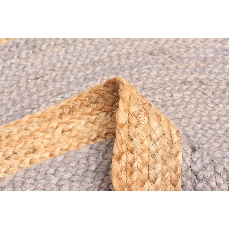 ECARPETGALLERY Braided Weave Palas Denizli Grey Jute Rug - 3'0 x 3'0