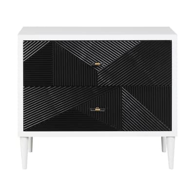 2-drawer Nightstand in Black and White