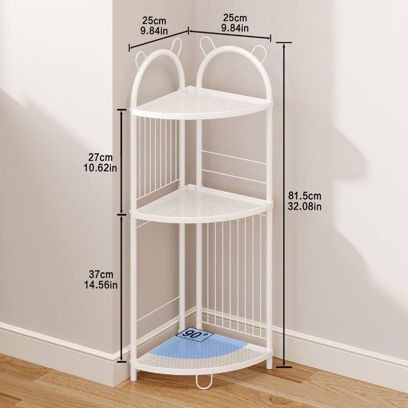 Storage Corner Shelf Unit - 9.84"D x 9.84"W x 32.08"H