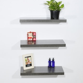 Black Floating Shelves, Modern Wall Mounted Storage Shelves Set of