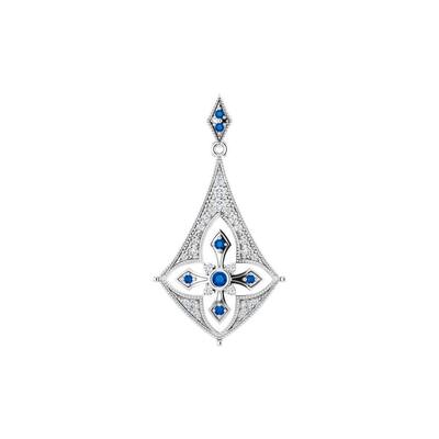 925 Sterling Silver Blue Sapphire and 1/6 CTW Diamond Pendant
