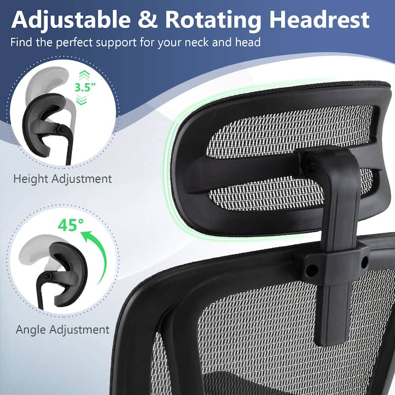 Costway Ergonomic Office Chair with Rotating Headrest & Adjustable - See Details