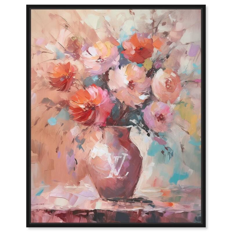 Un Jarron con flores glam Canvas by Art Remedy - Black - 36" x 45"