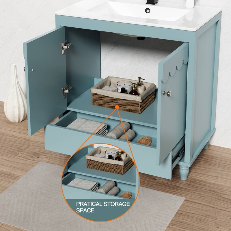 Lace Trim Freestanding Bathroom Vanity Set - Perfect for Bathrooms