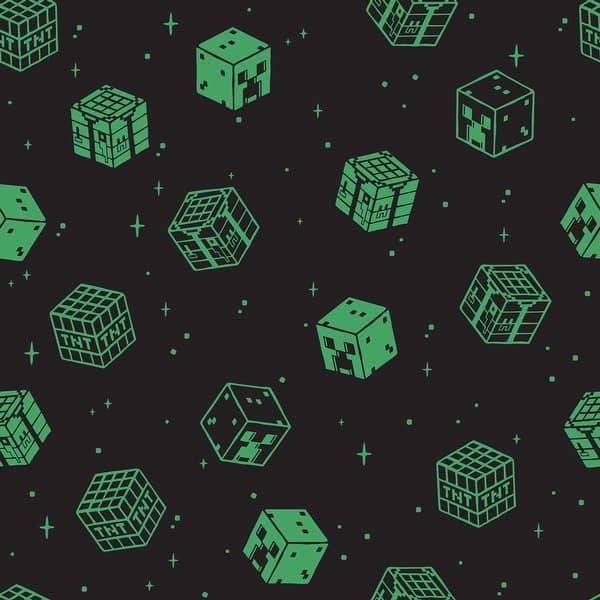 slide 2 of 6, Minecraft Black Blocks Peel and Stick Wallpaper