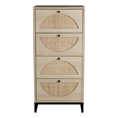 Natural rattan Cabinet with 4 drawers Suitable Diversified storage.